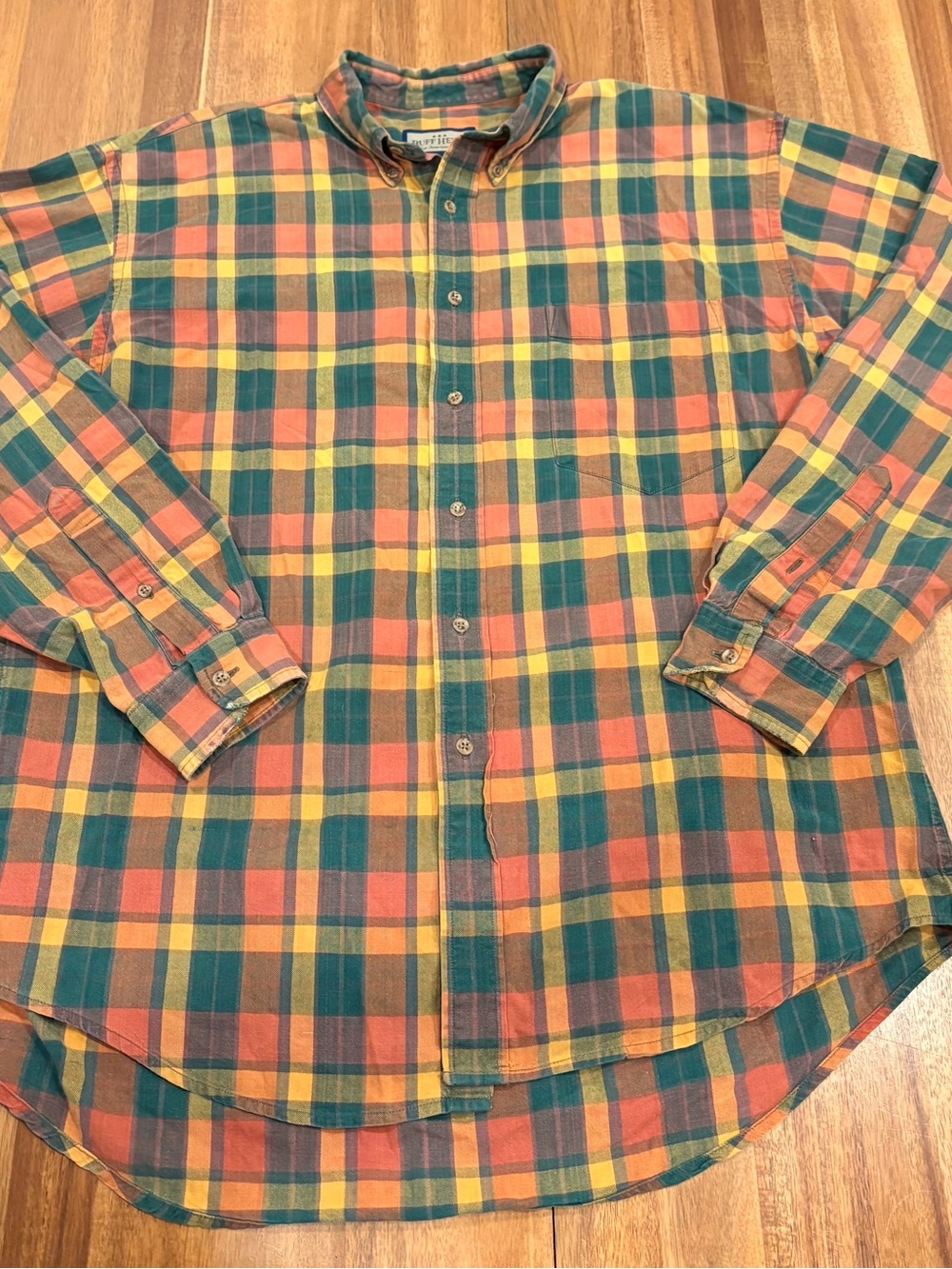 Vintage Ruff Hewn Plaid Button Up Shirt Large 90s Grunge